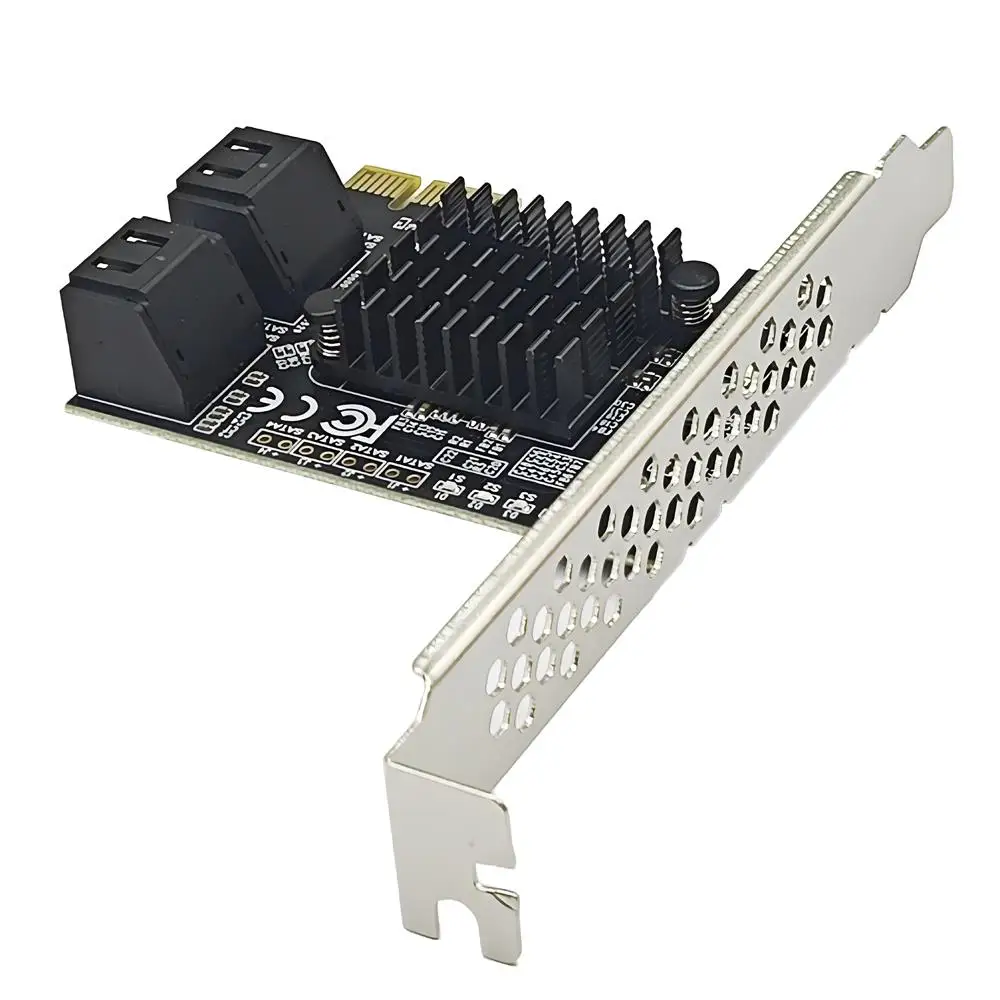 4 Port SATA III PCIe Expansion Card 6Gbps SATA 3.0 to PCI-e 1X 9215 Controller Card PCI Express Adapter Converter with Bracket