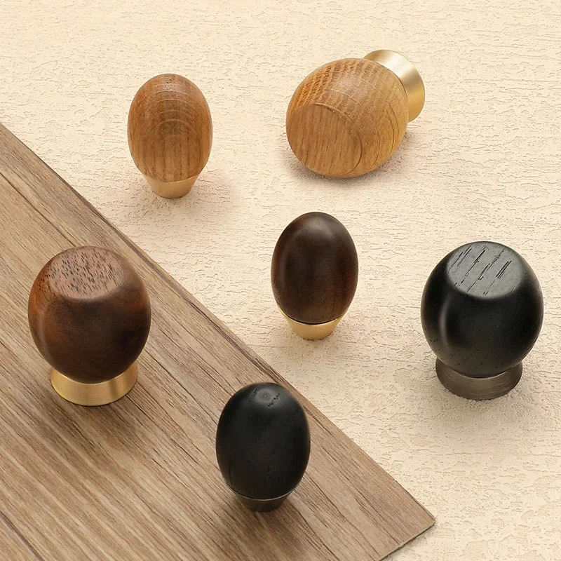 yesLog Walnut Kitchen Cabinet Door Wooden Handles Premium Drawer Knobs Wardrobe Door Handles for Furniture