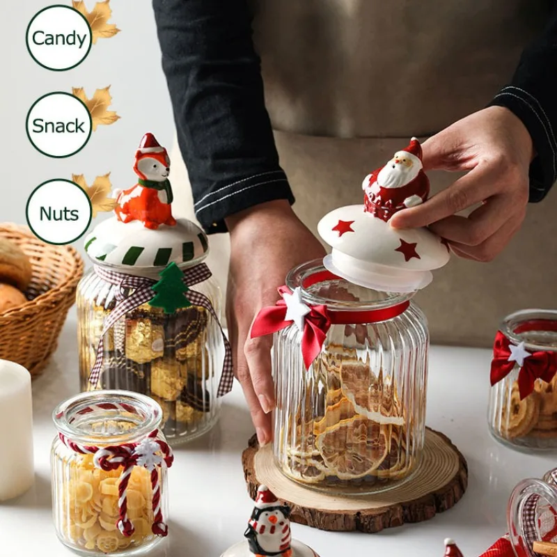 Nordic Xmas New Year Cookie Box Decor Christmas Santa Home Party Candy Chocolate Snacks Bin Kitchen Pantry Dried Food Storage