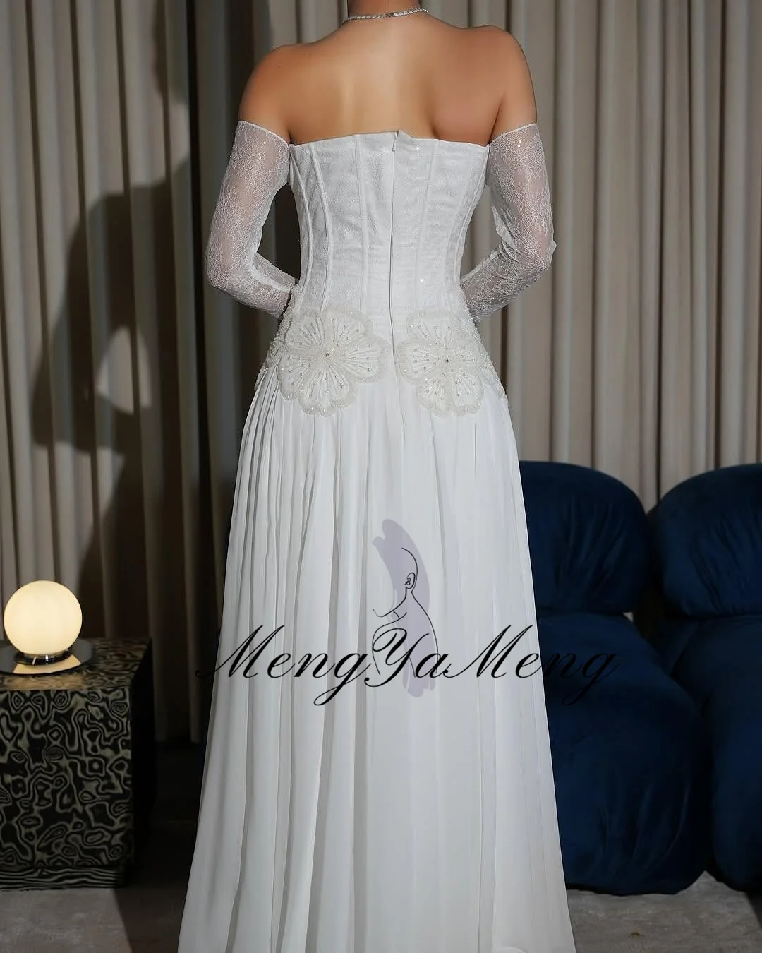 ZHUISHU رقبة قارب دانتيل 3/4 كم فساتين لحضور الحفلات الموسيقية خط زهور زينة للنساء فساتين الحفلات مخصصة لحفلات الزفاف العروس