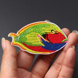 Fish Size:7x4.3cm Patch for Clothing Iron on Embroidered Sewing Applique Cute Fabric Badge DIY Apparel Accessories