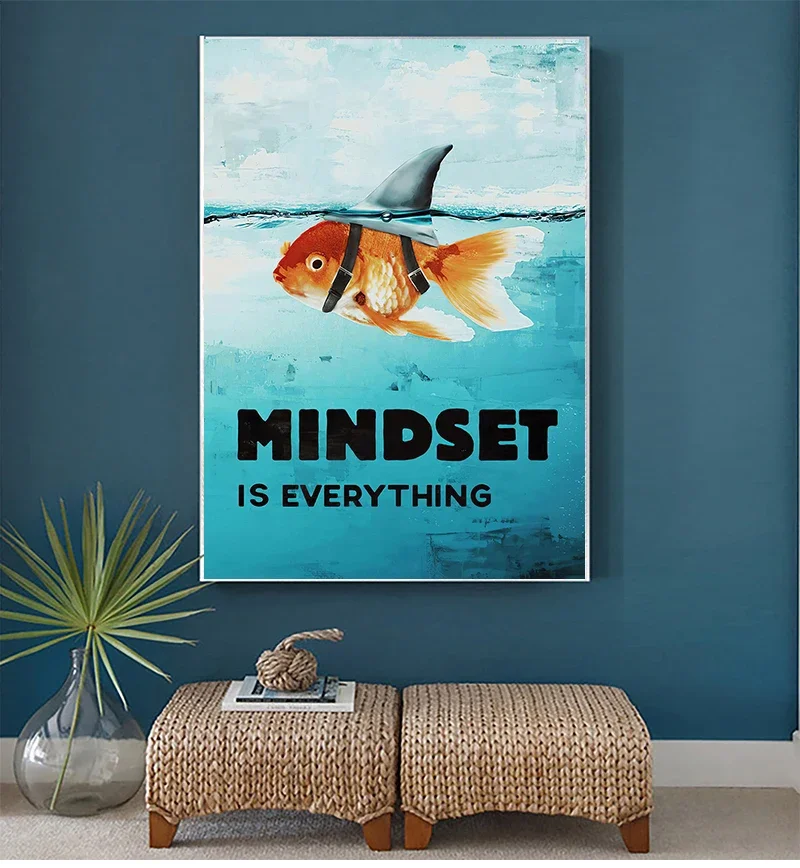 Nordic inspirational shark canvas prints, Your thoughts determine everything wall poster paintings, home decoration, no frame