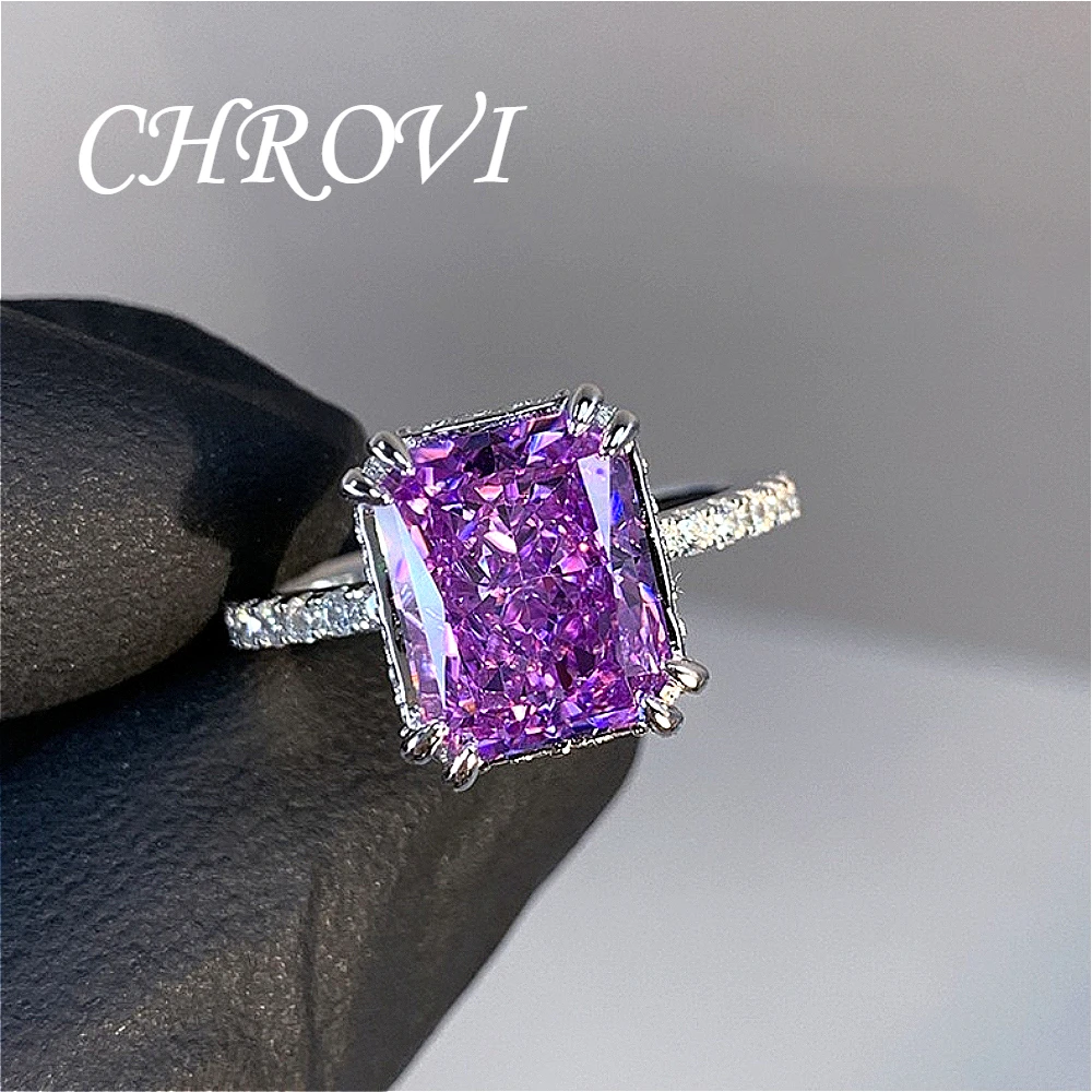 Luxuriöser 925 Funkelnder Eisflocken-Lithium-Eisen-Zirkon Offener Ring für Damen - Prinzessinnenförmiger Modischer Ring – Detail 2