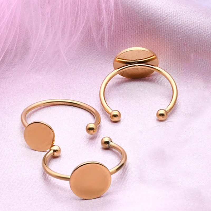 2Pcs 6-12Mm Ring Settings Metal Adjustable Blank Round Tray Rings Base Holder For DIY Handmade Ring Jewelry Making Findings