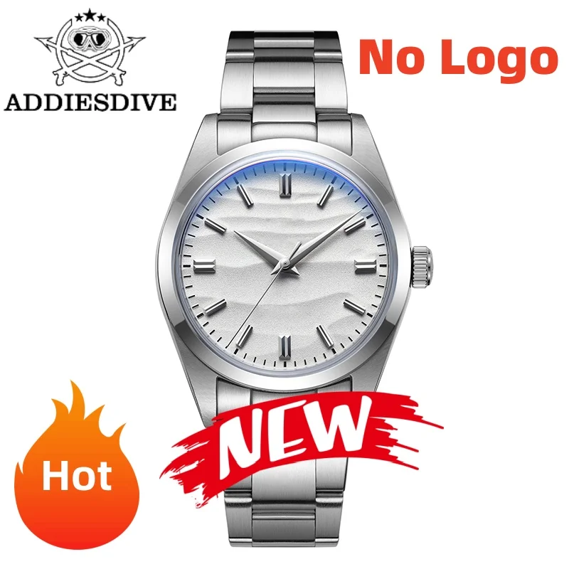 Addiesdive 36 Mm AD2030 Geen Logo Heren Horloge Woestijn Wijzerplaat 316L Roestvrij Staal Reloj Hombre 100 M Waterdichte Quartz Horloges