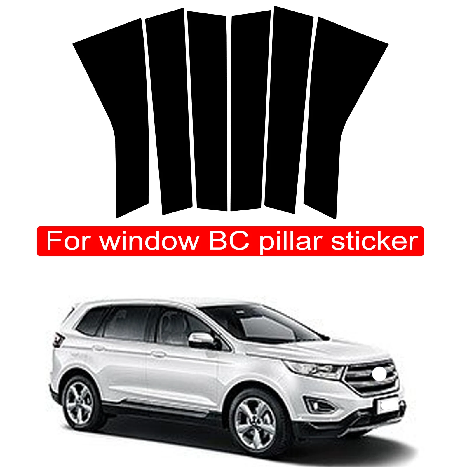 6PCS Polished Pillar Posts Fit For Ford Edge 2015-2020 Window Trim Cover BC Column Sticker Accessories