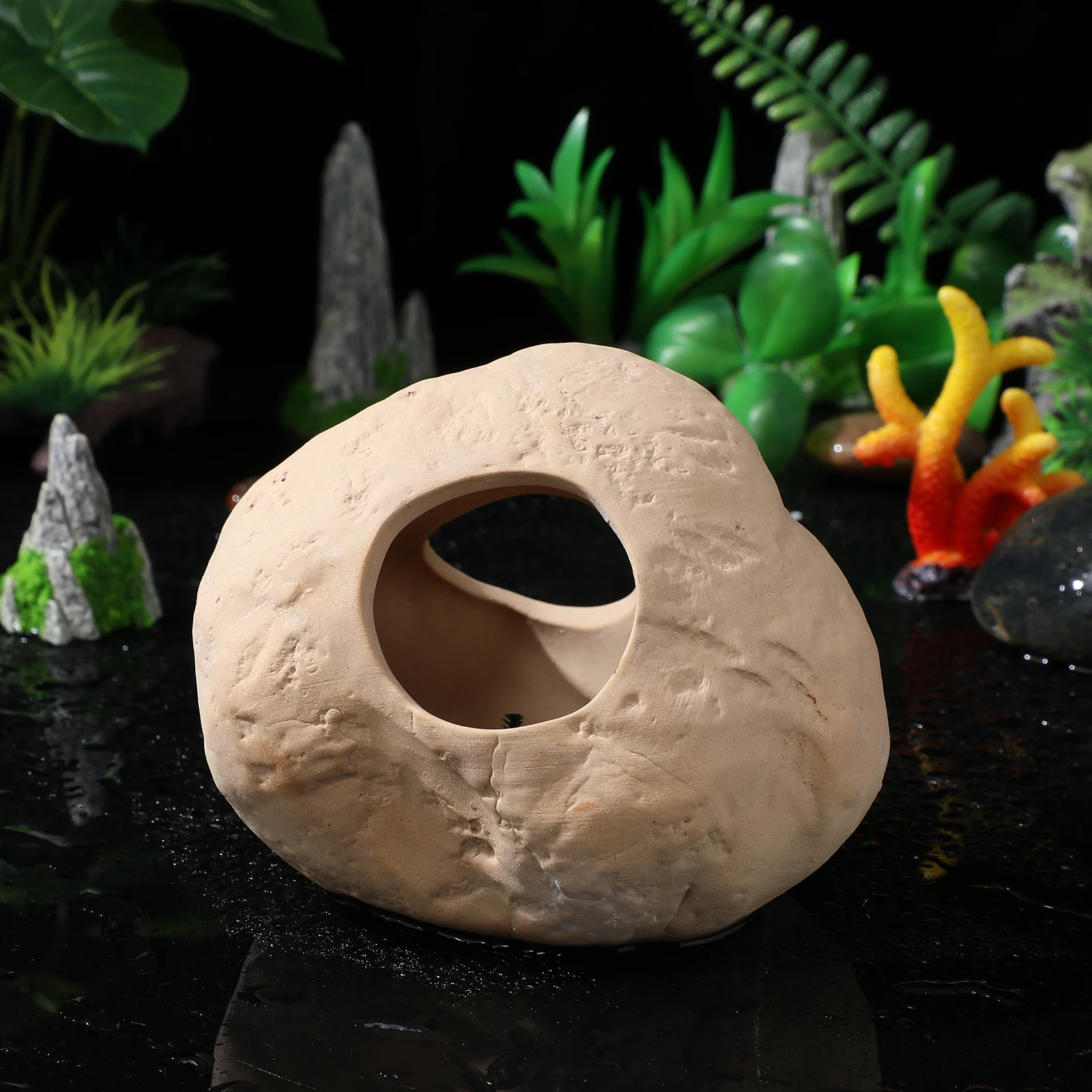 

Fish Tank Ceramic Rock Cave Stone Style Aquarium Shelter Hideout Resting Accessory Decor Fish Tank Caves Aquarium Caves