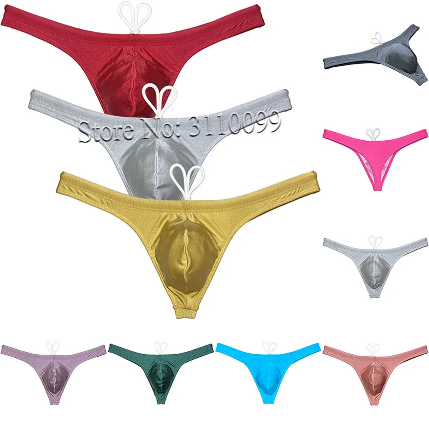 3PCS Men's Solid Bikini Pouch Swim Thong Comfortable Swimwear T-back