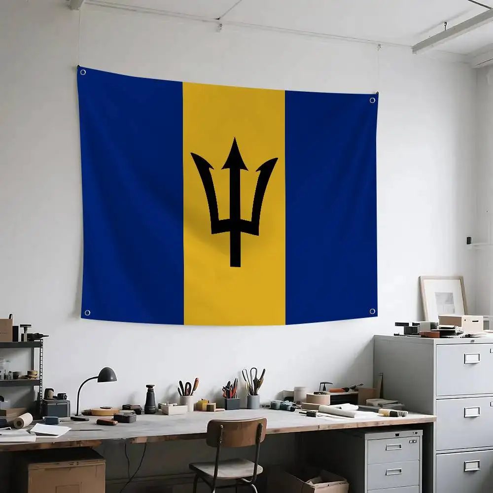 Barbados Flag Banners Four Hole Flag Polyester Outdoor Decor Room Aesthetic
