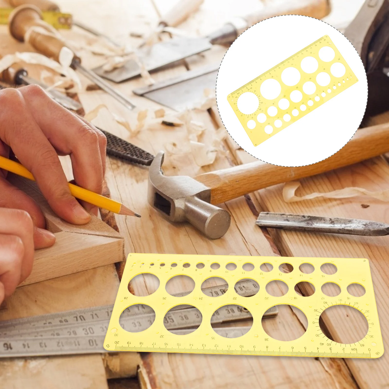 

Circle Template Ruler Oval Measuring Stencil Geometry Drawing Tool For Office School Architecture Yellow Lightweight