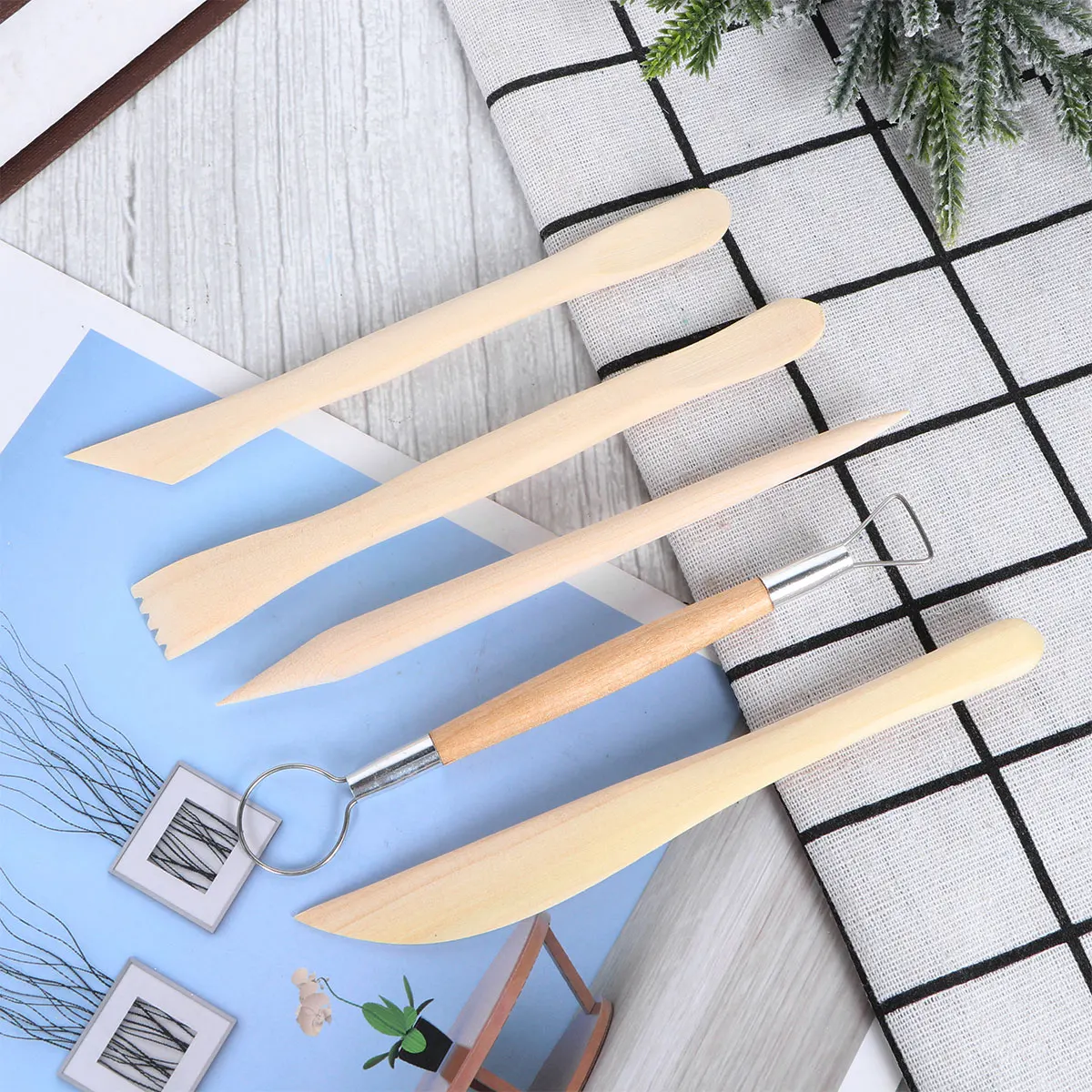 5pcs Plastic Clay Tools Sculpting Carving Pottery Tool Kit For Ceramics Modeling Smoothing Shaping Lightweight Durable Food