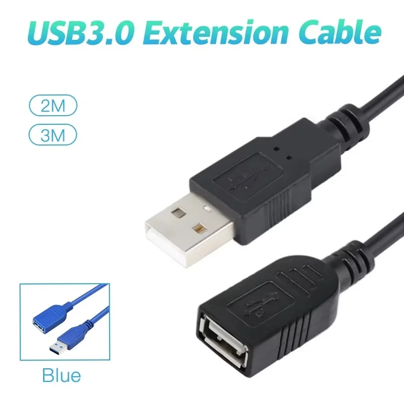 2m/3m USB 3.0 Extension Cable Super Speed USB Cord Extension USB 3.0 A Male to A Female up to 5Gbps For PC Hard Disk Connection