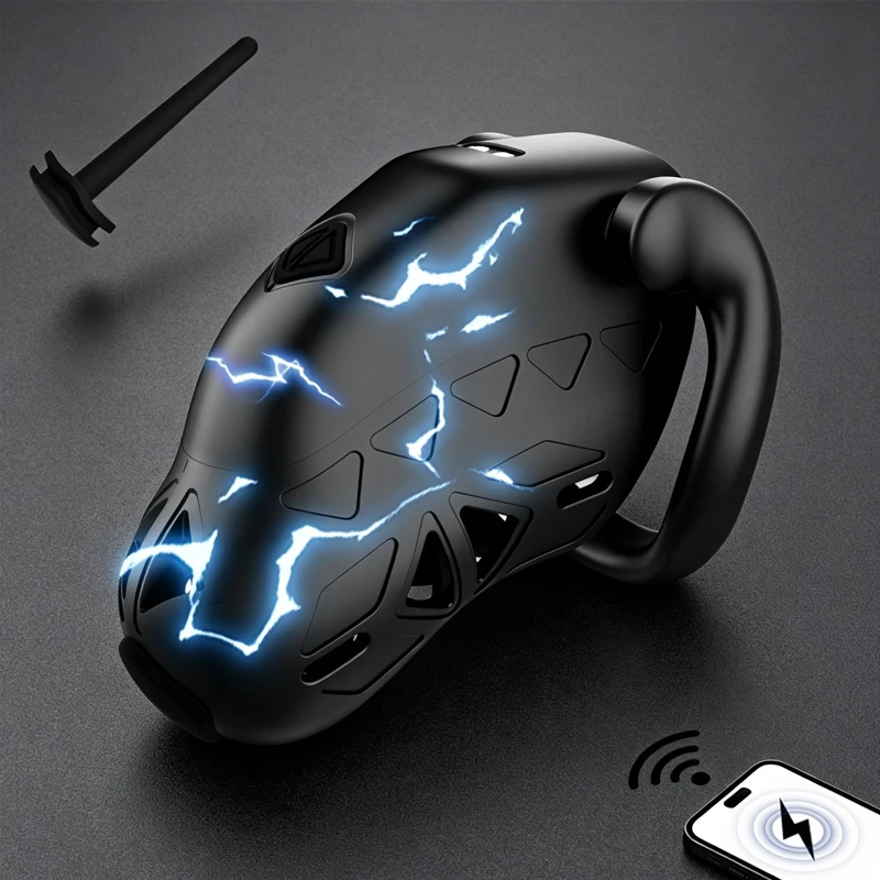 LOCKINK Electric Shock Chastity Cage Smart APP Remote Control Chastity Dvice Male Chastity Lock with Penis Plug Adult Sex Toys