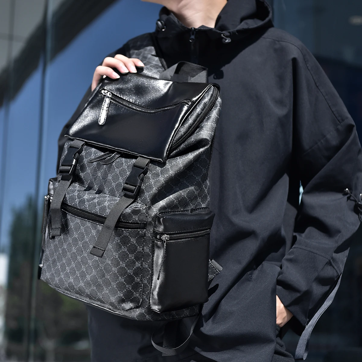 

New casual men's PU printed backpack mochila mochila para viaje school bag mochilas impermeables сумка для ноутбука bolsos