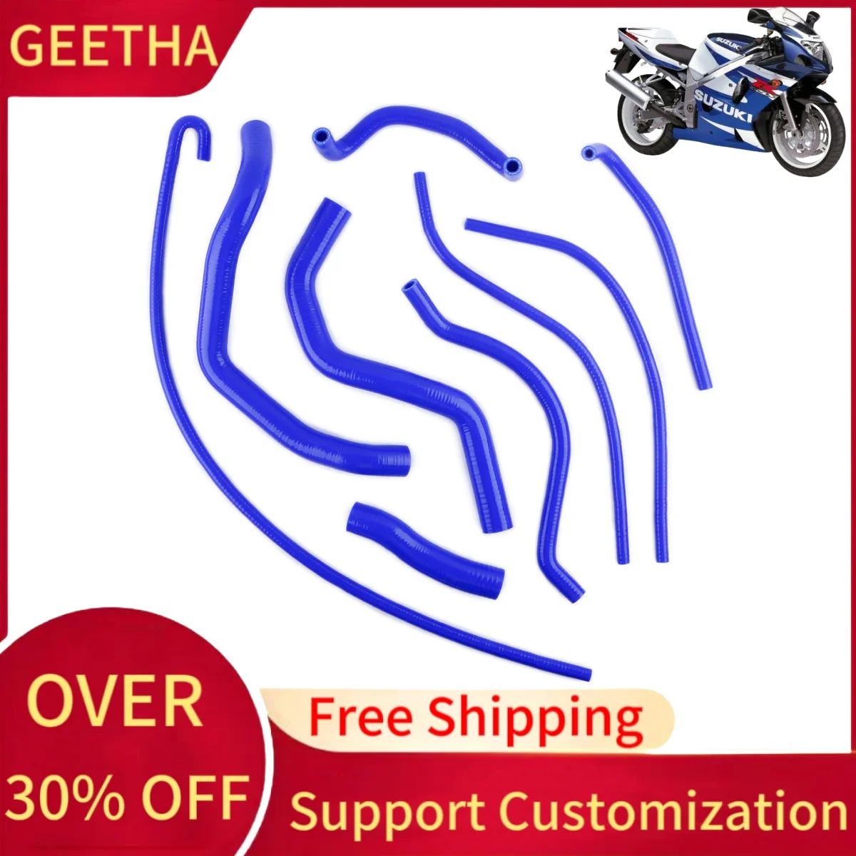 

For 2000-2003 Suzuki GSXR600 GSXR750 GSXR 600 750 K1 K2 K3 Silicone Radiator Coolant Pipe Tube Hose Kit