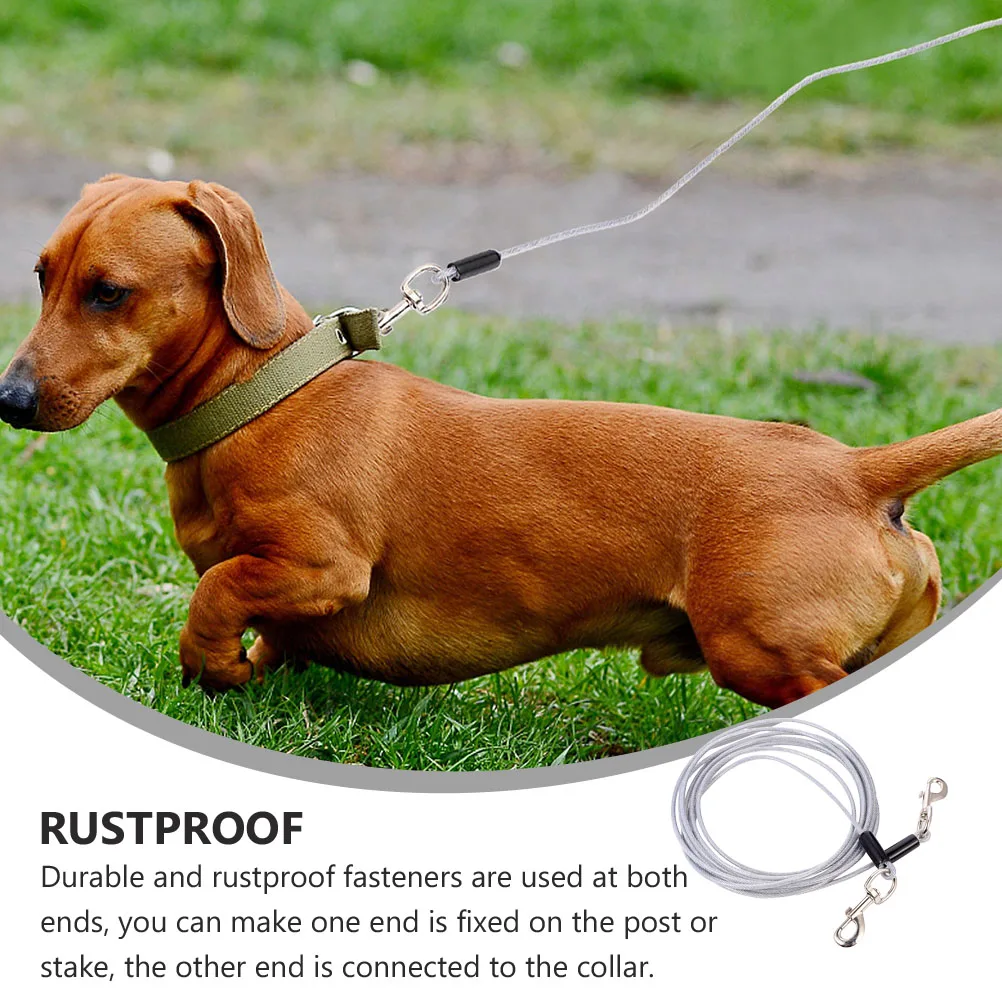 

1Pcs Anti-Chew Dog Leash Double Headed Steel Wire Cable 50Ft Heavy Duty Outdoor Pet Training Lead with Rustproof Fasteners