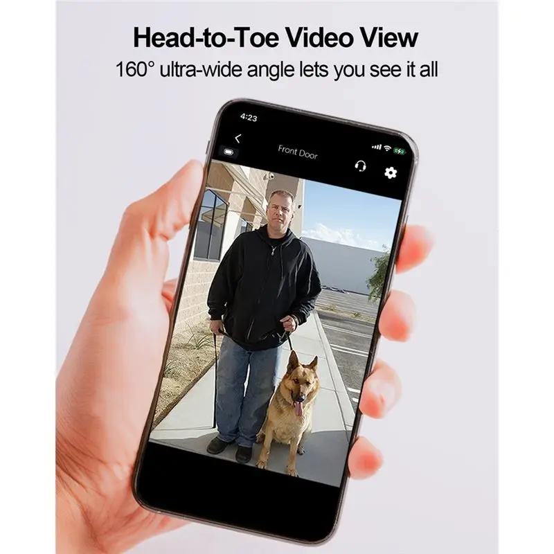 ABMF-월 요금 없음, 400W 무선 초인종 카메라, 차임벨이 있는 비디오 초인종, 동작 감지, 양방향 오디오, IP66 방수