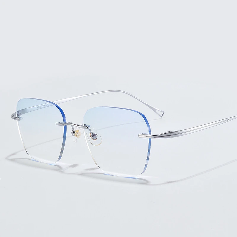 Gradient Colored Lenes Eyewear Men's Pure Titanium Optical Glasses Myopia Frame Oculos Rimless Sun Eyeglasses