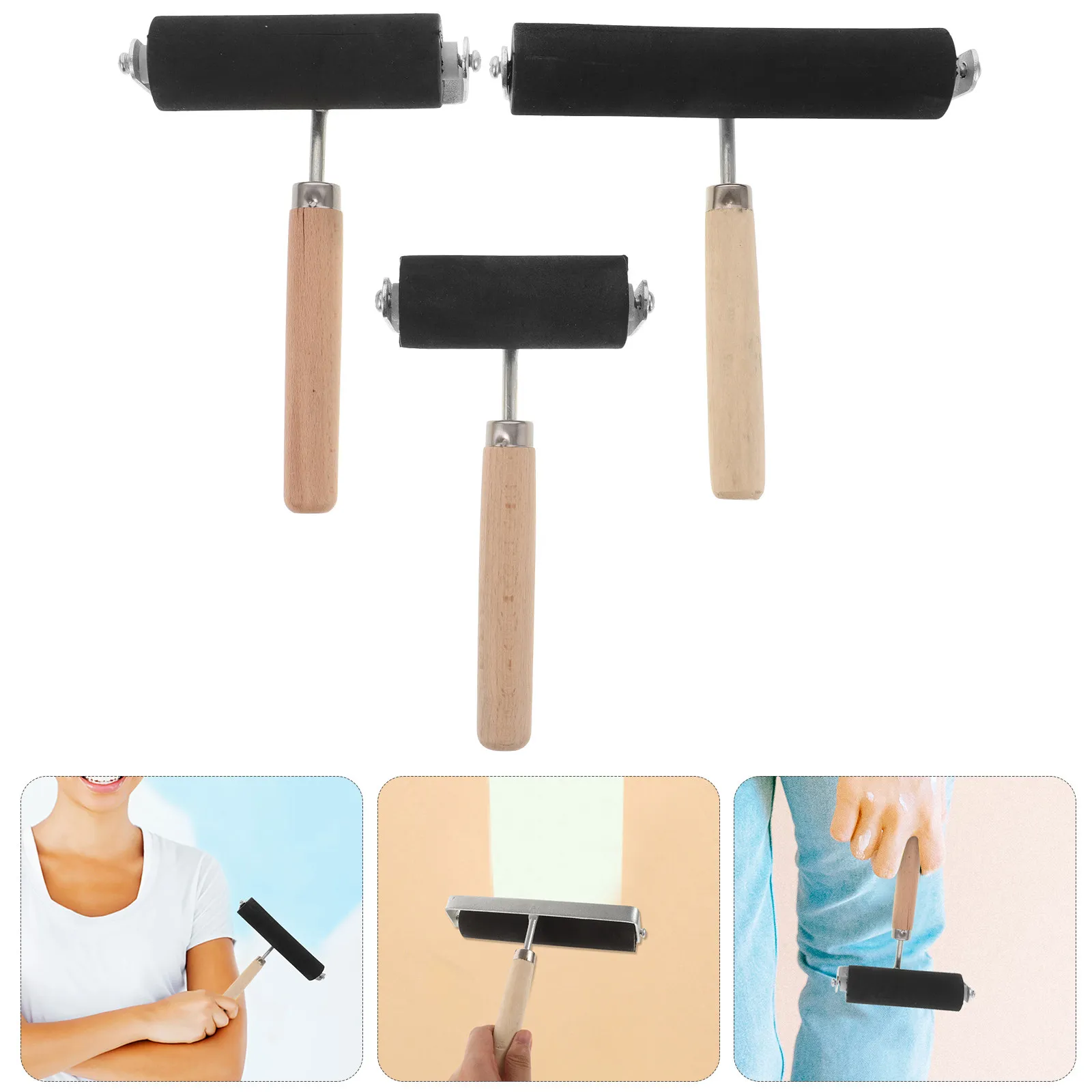 

Набор из 3 валиков для рисования с нескользящей ручкой для легкого захвата, для нанесения чернил, резных поверхностей, печати, скрапбукинга, обоев