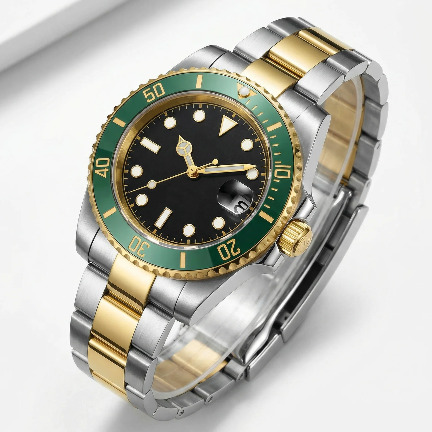 

No logo Watch 40MM PT5000 MIYOTA8215 Automatic Mechanical Watch For Men 120 Click Bezel Waterproof Silver Gold Custom Men Clock