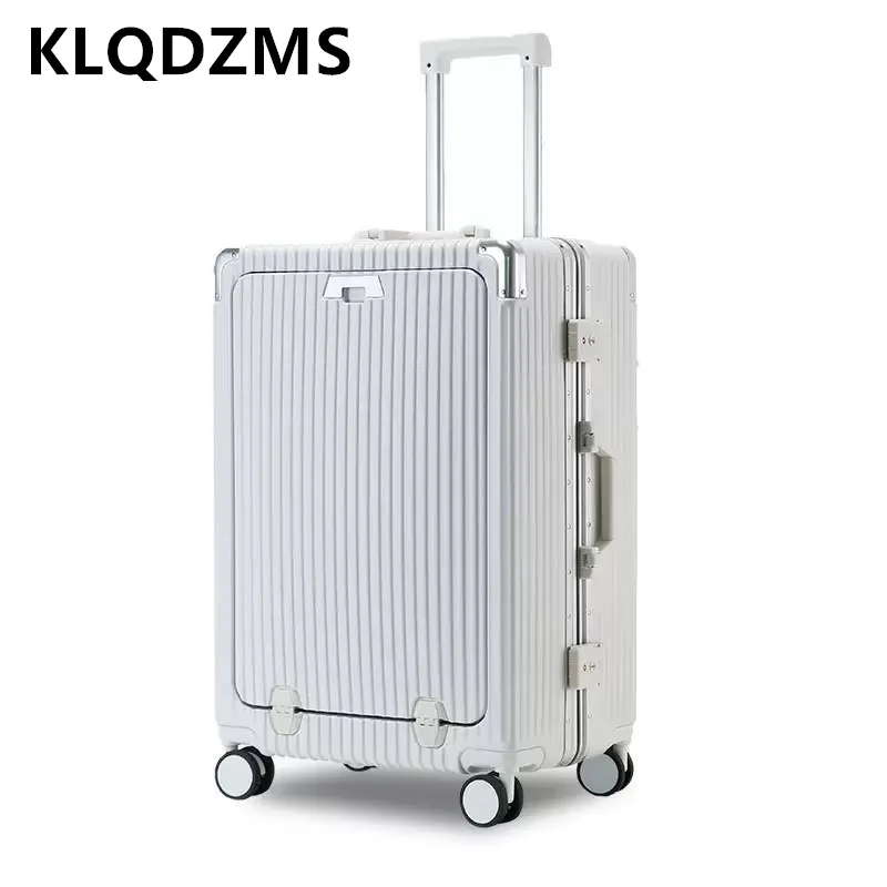 

KLQDZMS 20-24-дюймовый женский чемодан для ручной клади, высококачественный чемодан с передним открытием для ноутбука, чемодан на колесиках с USB-зарядкой