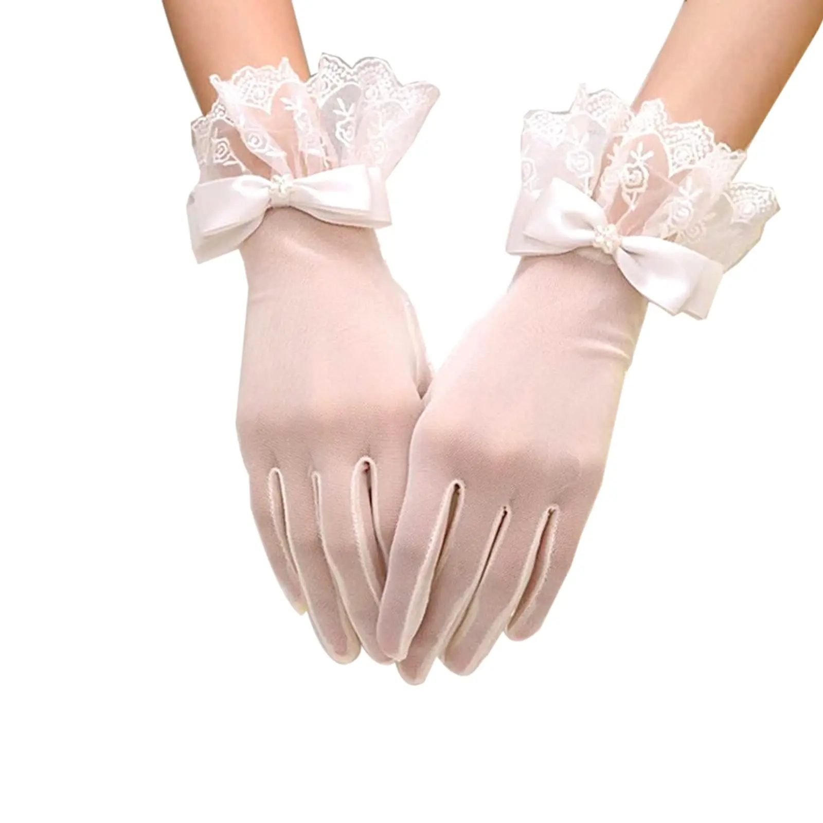 

Women's Bridal Floral Short Lace Gloves Women Wrist Length Gloves for Wedding Party