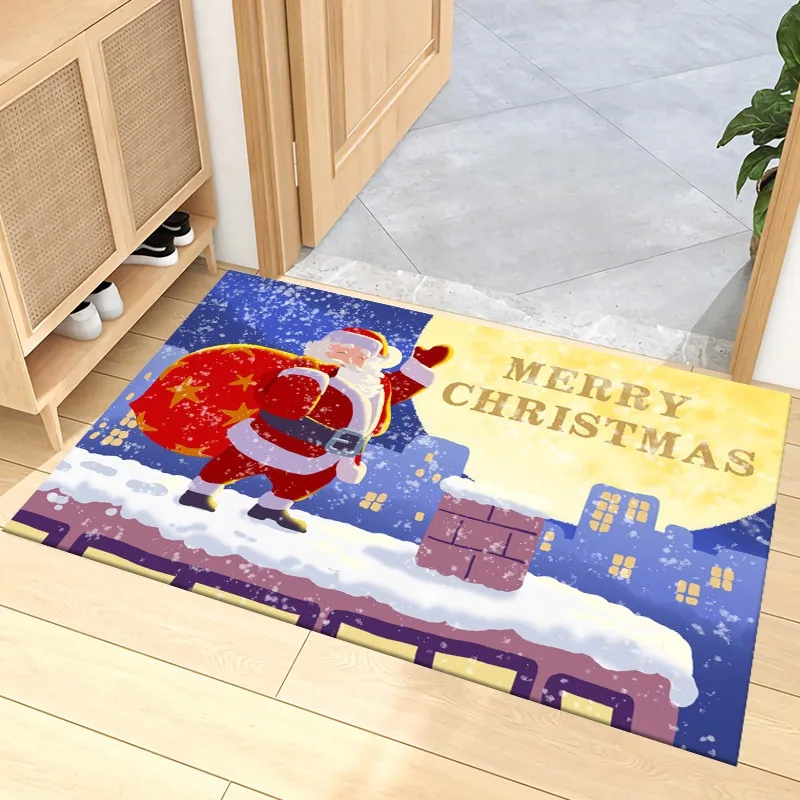 Weihnachtsbaum-Teppich, Matte, Teppich, Geschenkbox, Weihnachtsmann, Heimdekoration, rutschfest, festliche Eingangsdekoration, Bodenmatte mit Schneeflocken-Design