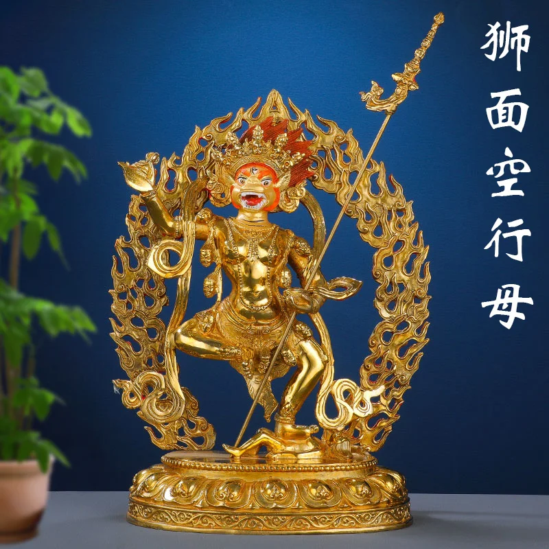 Shan Jian Dharma Protector Buddha Statue Tibetan Tantra Pure Copper Full Gilt Buddha Table Ornament 10 Inch Buddha Statue Shan J