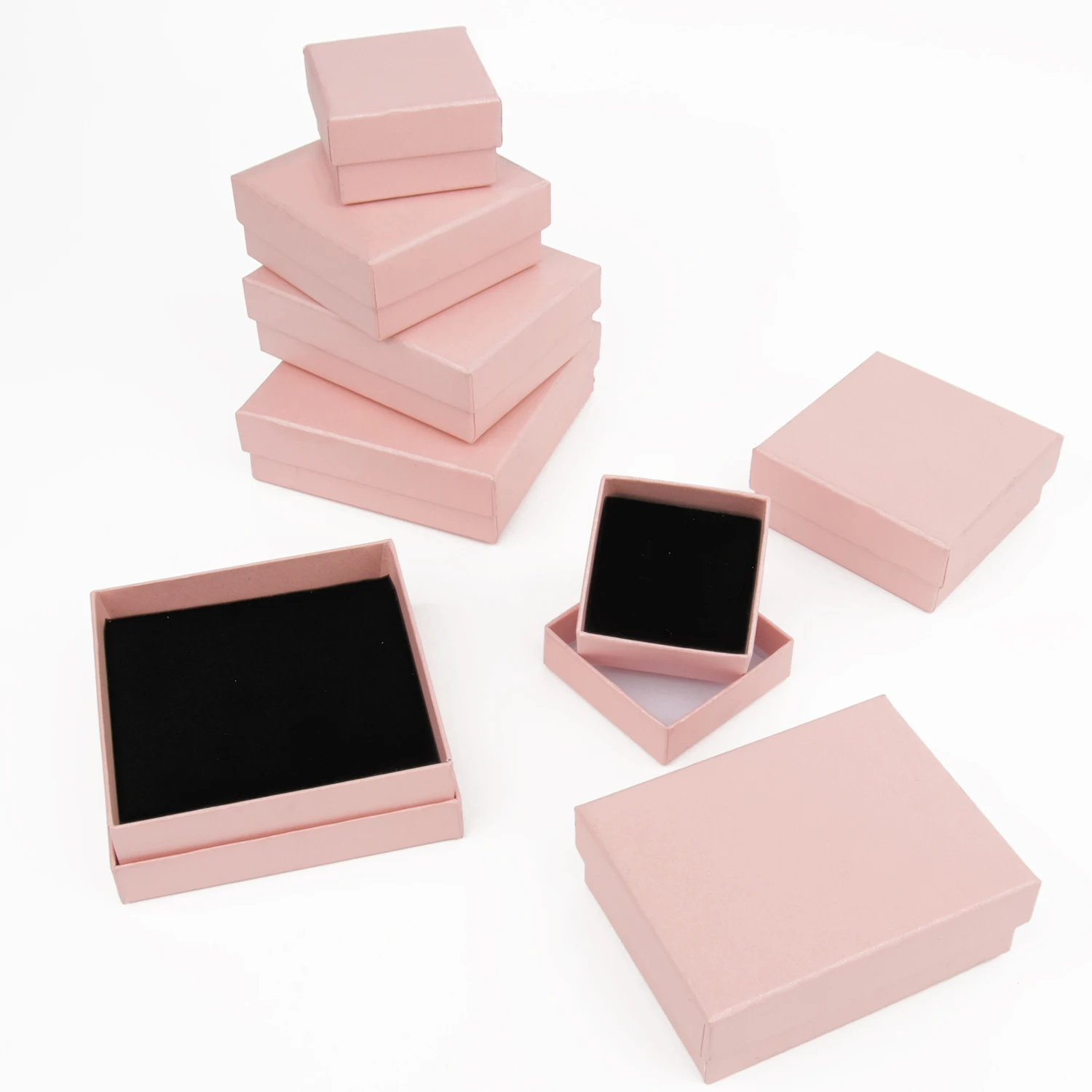 1pcs Multi Size Square Pink  Kraft Paper Packaging Box Necklace Jewelry Gifts Box Ring Earring Jewelry Gift Box Reusable Suppliy
