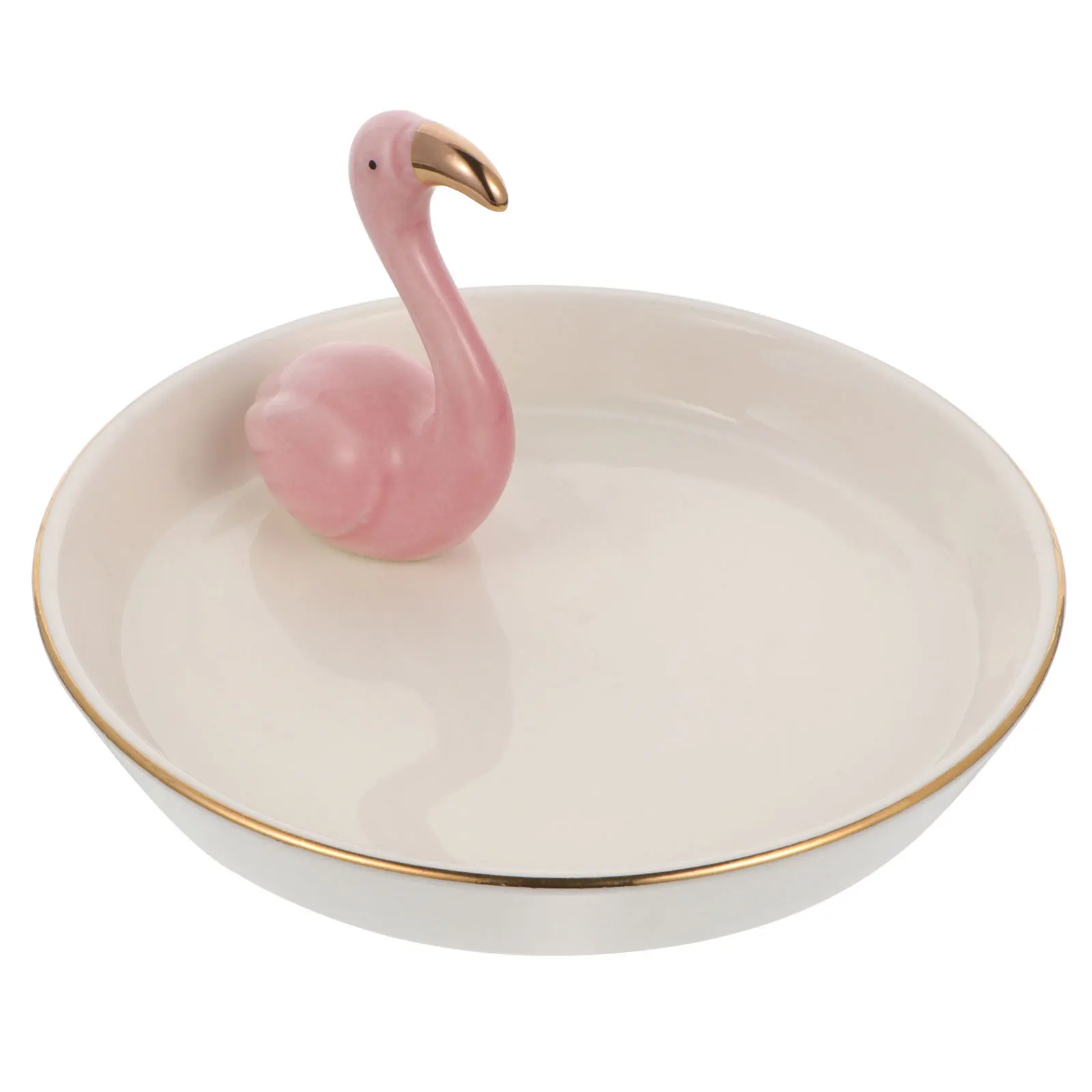 1Pcs Flamingo Jewelry Display Tray Premium Ceramic Organizer for Rings Earrings Necklace Home Decoration Storage