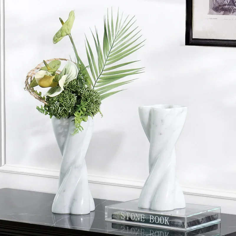 Medieval art special-shaped marble vase living room decoration designer desktop flower ware advanced decorative ornament