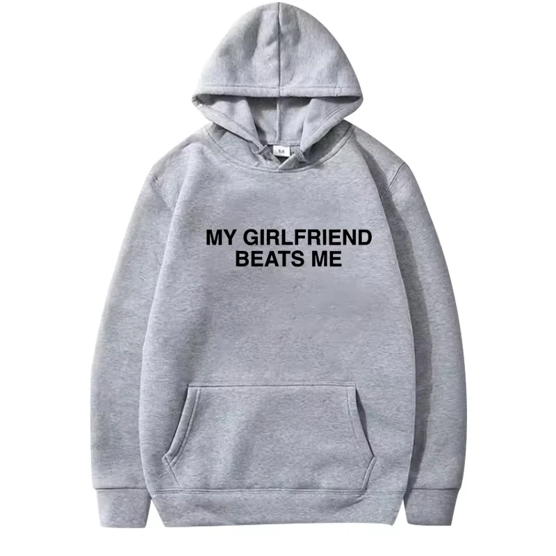 سويت شيرت كلاسيكي بأكمام طويلة للرجال والنساء من My Girlfriend Beats Me مع رسومات مطبوعة بغطاء للرأس للجنسين #4
