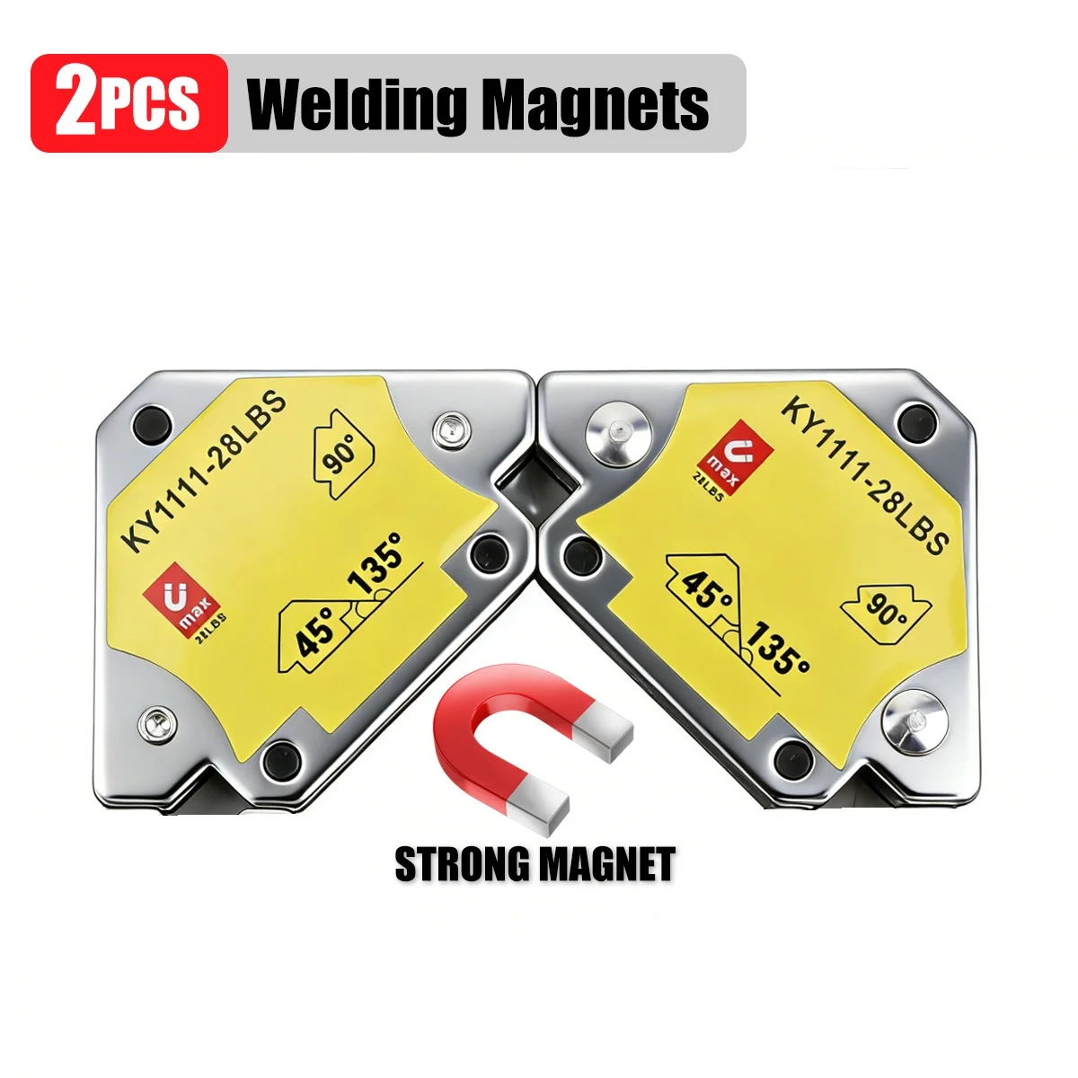 2-Piece Set 12.5kg Magnetic Welding Fixer Arrow-Shaped Welding Angle Magnet Welding Positioner Ferrite Auxiliary Fixing Tool