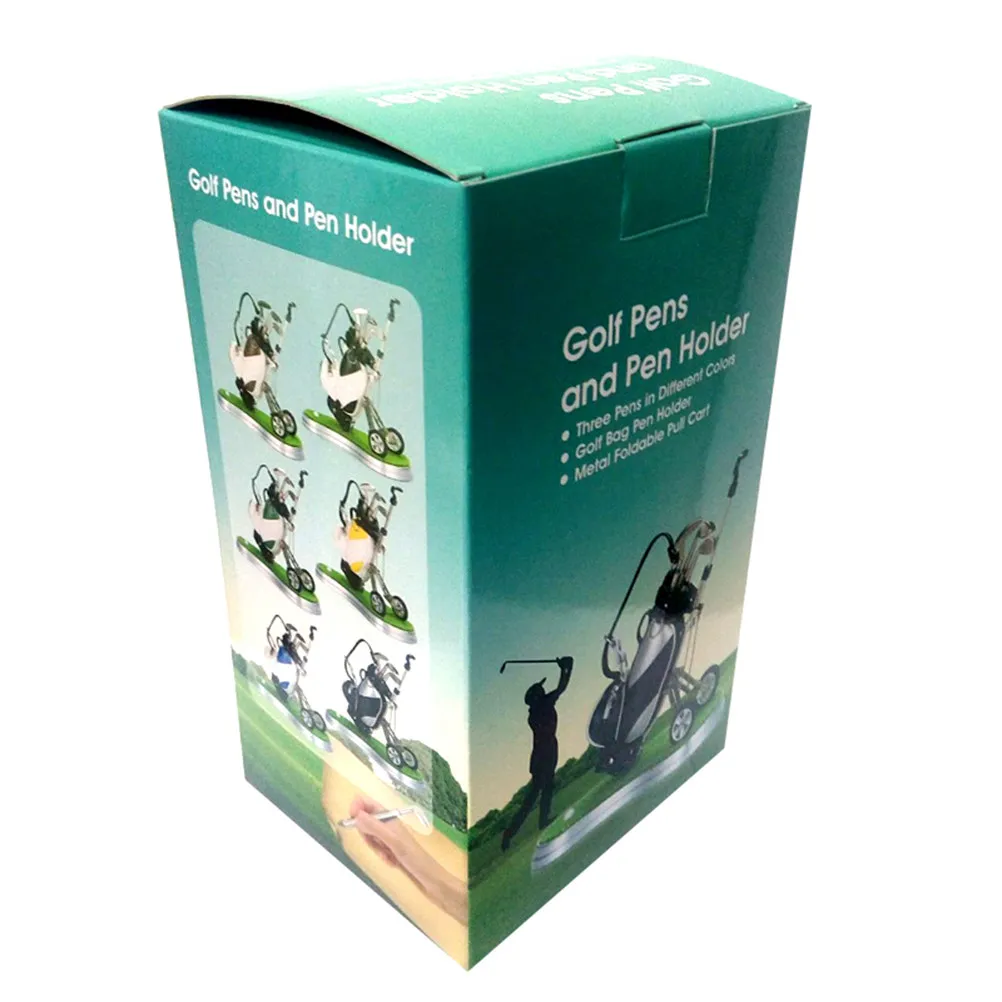 

Подставка для ручек в стиле гольфа, ретро-органайзер из сплава с отделением на молнии для ручек, канцелярских принадлежностей, украшение для офиса