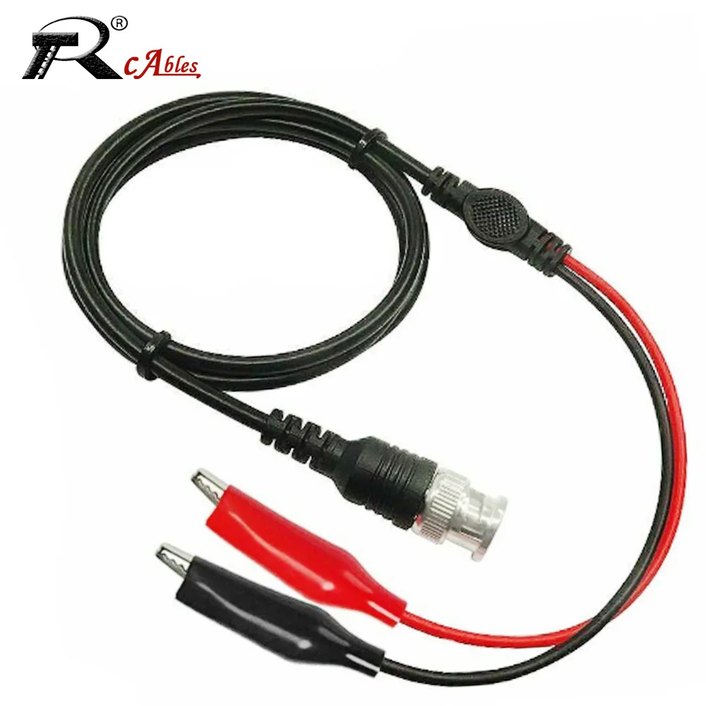 1PC BNC Male to 4MM Double Banana Insert Test Hook Fish Clamp Cable Red Black Test Cable Probe Lead for Oscilloscope Multimeter