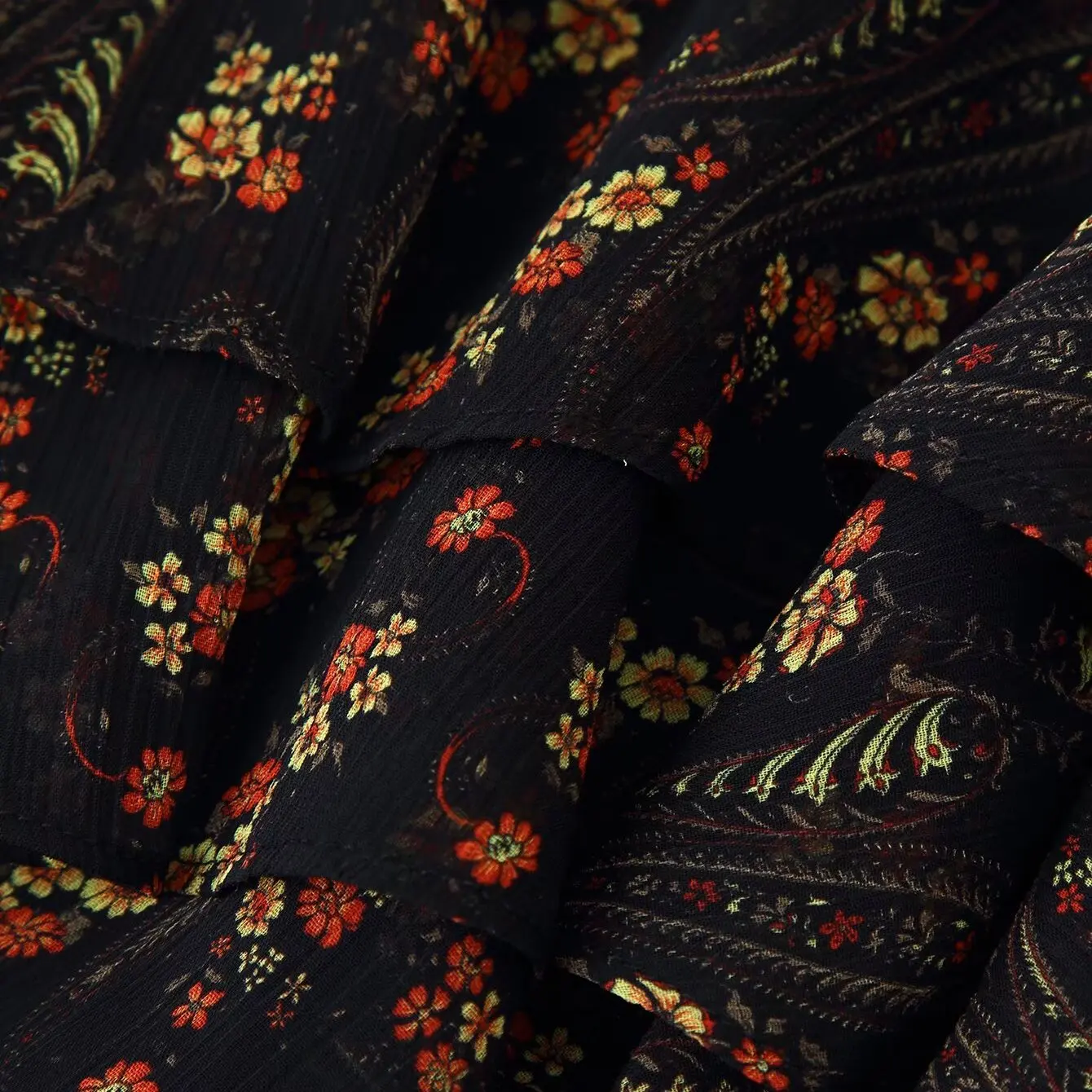 Robes en mousseline de soie à volants, imprimé Floral, demi-col roulé, ligne a, Mini robe élégante pour dames, nouvelle collection automne