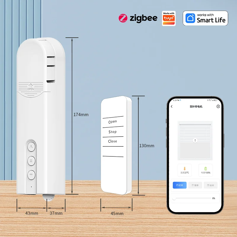 

Zigbee Smart Curtains Opener Electric Chain Blinds Motor With Voice Control, Rechargeable Wireless Smart Curtain Motor Opener