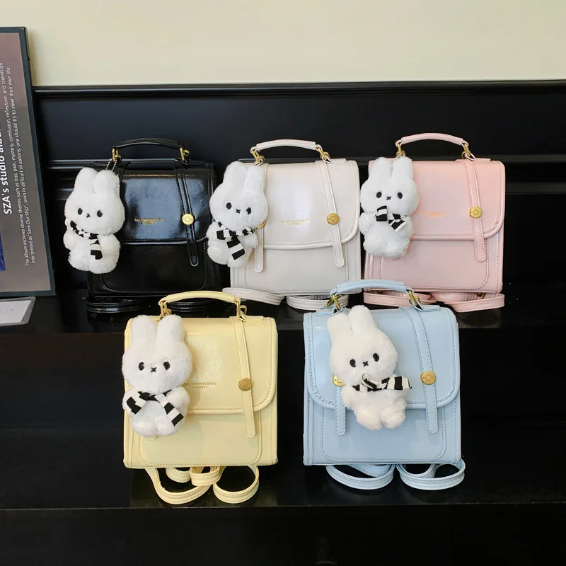 New Girls' Backpack Fashion High Quality Women's Handbag Solid Color Daily Versatile Multi Functional Girls' Travel Storage Bag