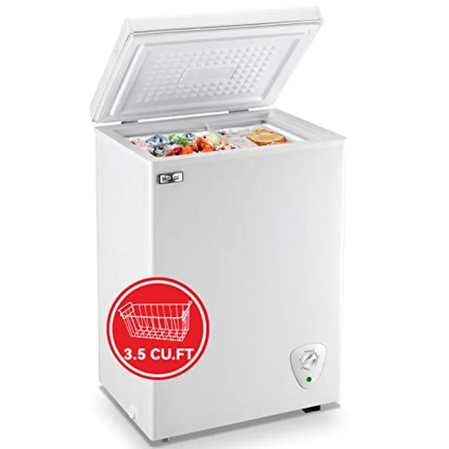 

Compact 3.5 Cubic Feet Mini Chest Freezer with Top Door Design White Free-Standing Deep Freezer for Office Dorm or Apartment Us