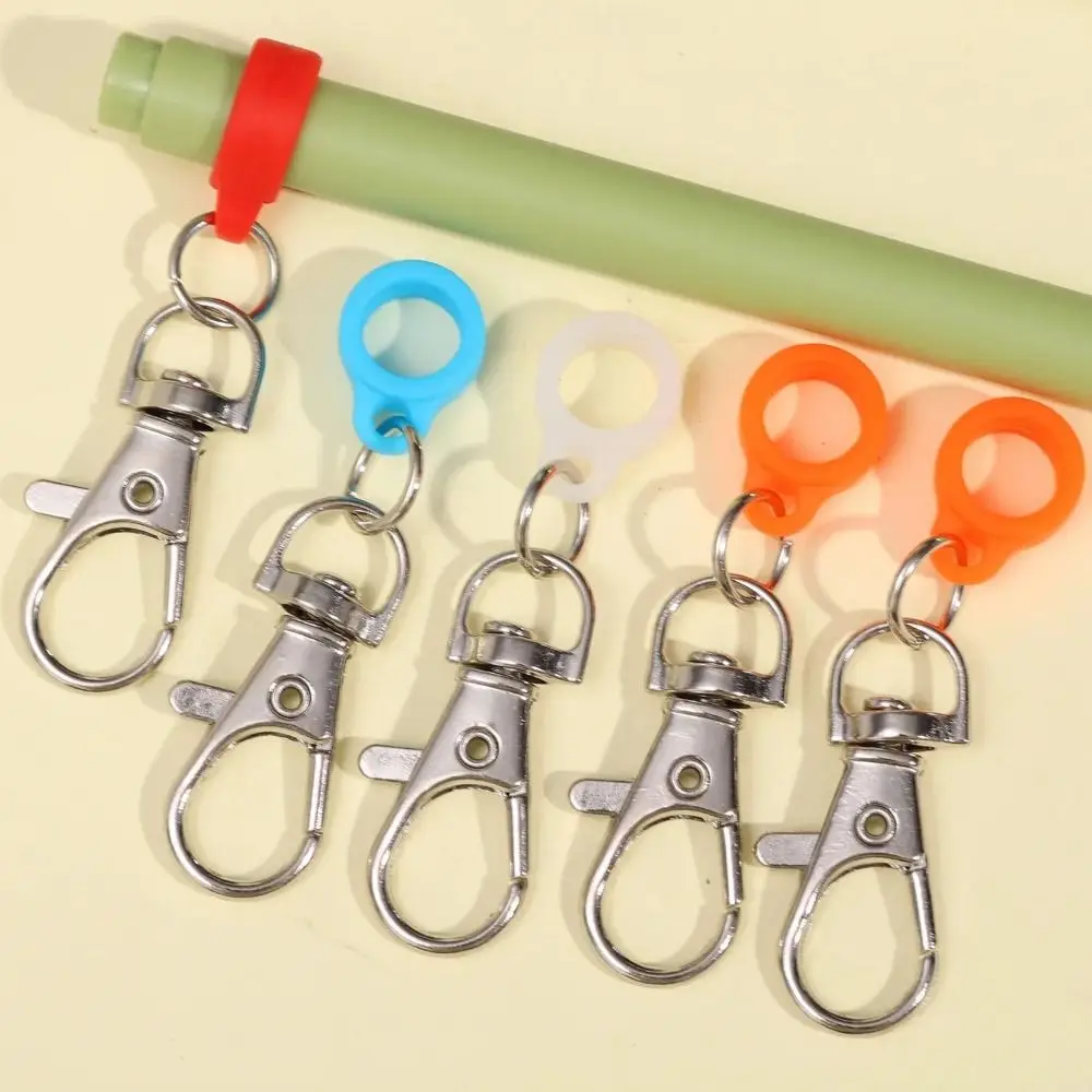 1/6/10PCS Silicone Lobster Clasp Pen Holder Anti Lost Key Ring With Lobster Clasp Pen Clip Nurse Badge Accessories Multi-Color