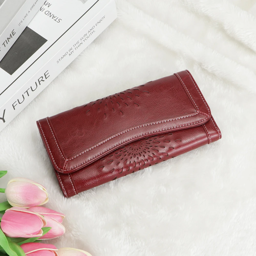 

Royal Bagger Retro Trifold Long Wallets for Women Genuine Leather Multi-card Slots Card Holder Large Capacity Clutch Purse 2091