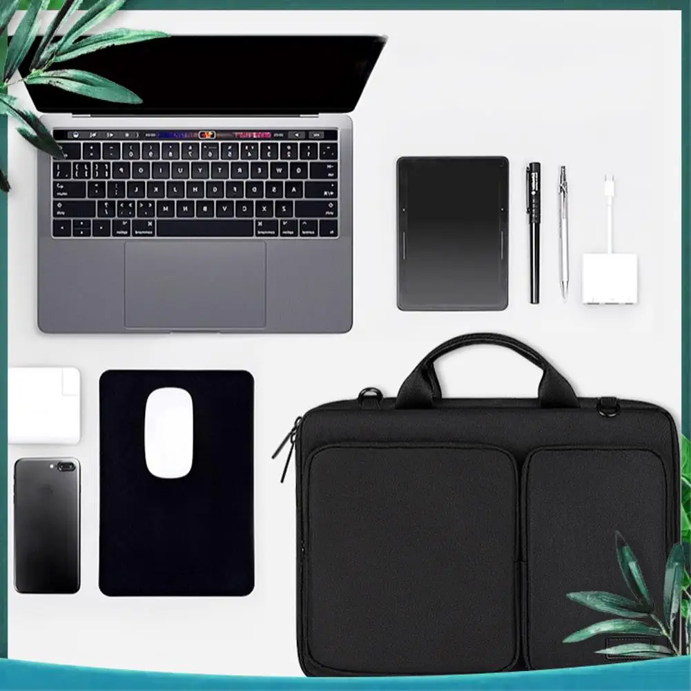 (NEW) Zipper Binder With Sturdy Shoulder Strap & Multiple Pockets,For Office School Use, For Laptops,13.3 Inch