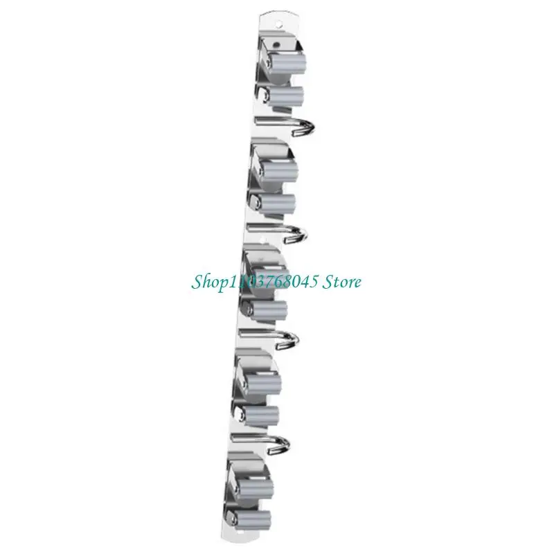 R53F Stainless Steel Garage Organizers 5 Clamp 4 Hook Design Bike Tool Storage Rack