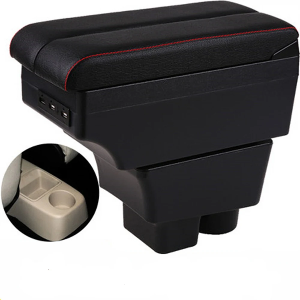 Skoda Fabia Armrest Box Elbow Rest Center Console Storage with Phone Charging USB Interface Cup Holder