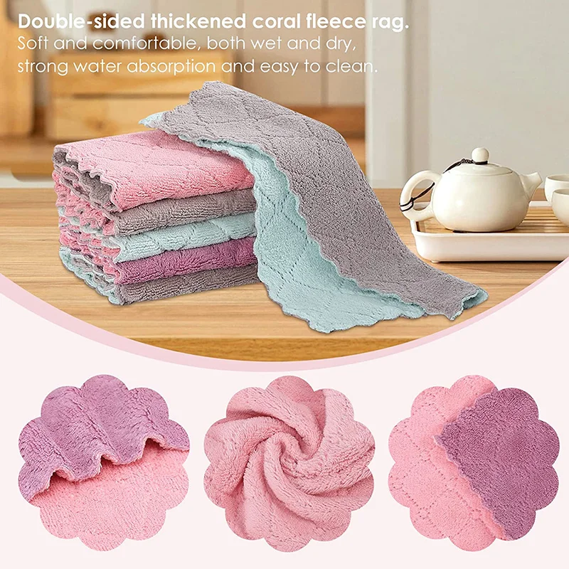 

2-8Pcs Kitchen Dish Cloths Reusable Dish Towels Double-layer Absorbent Microfiber Cleaning Cloths Fast Drying for kitchen Towel