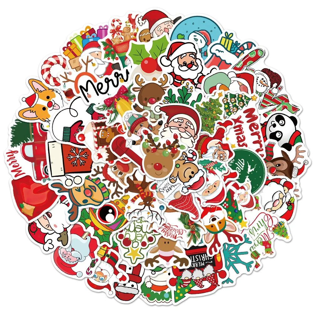 

50 pcs Cute Christmas Santa Claus Graffiti Creative DIY Laptop Refrigerator Luggage Phone Gift Decoration Scrapbook Stickers
