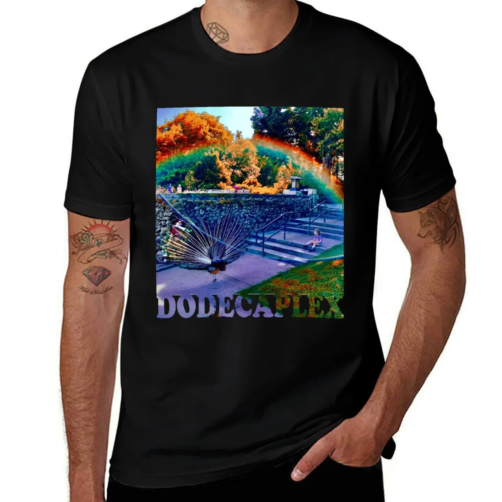 Dodecaplex with Peacock Vibrant T-Shirt Festive Simple T-Shirt