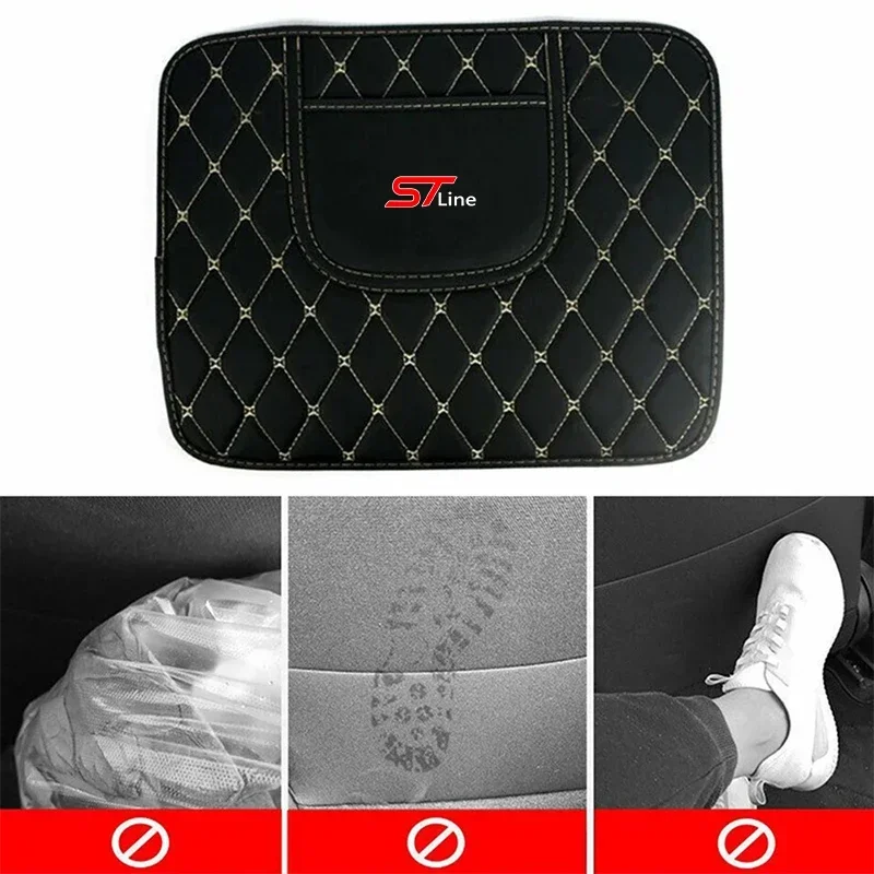 Car Anti-Kick Mats Auto Seat Back Leather Protector Cover Car Anti-dirt Pad For FORD ST Line Focus x 2 3 Kuga FIESTA MONDEO MK2