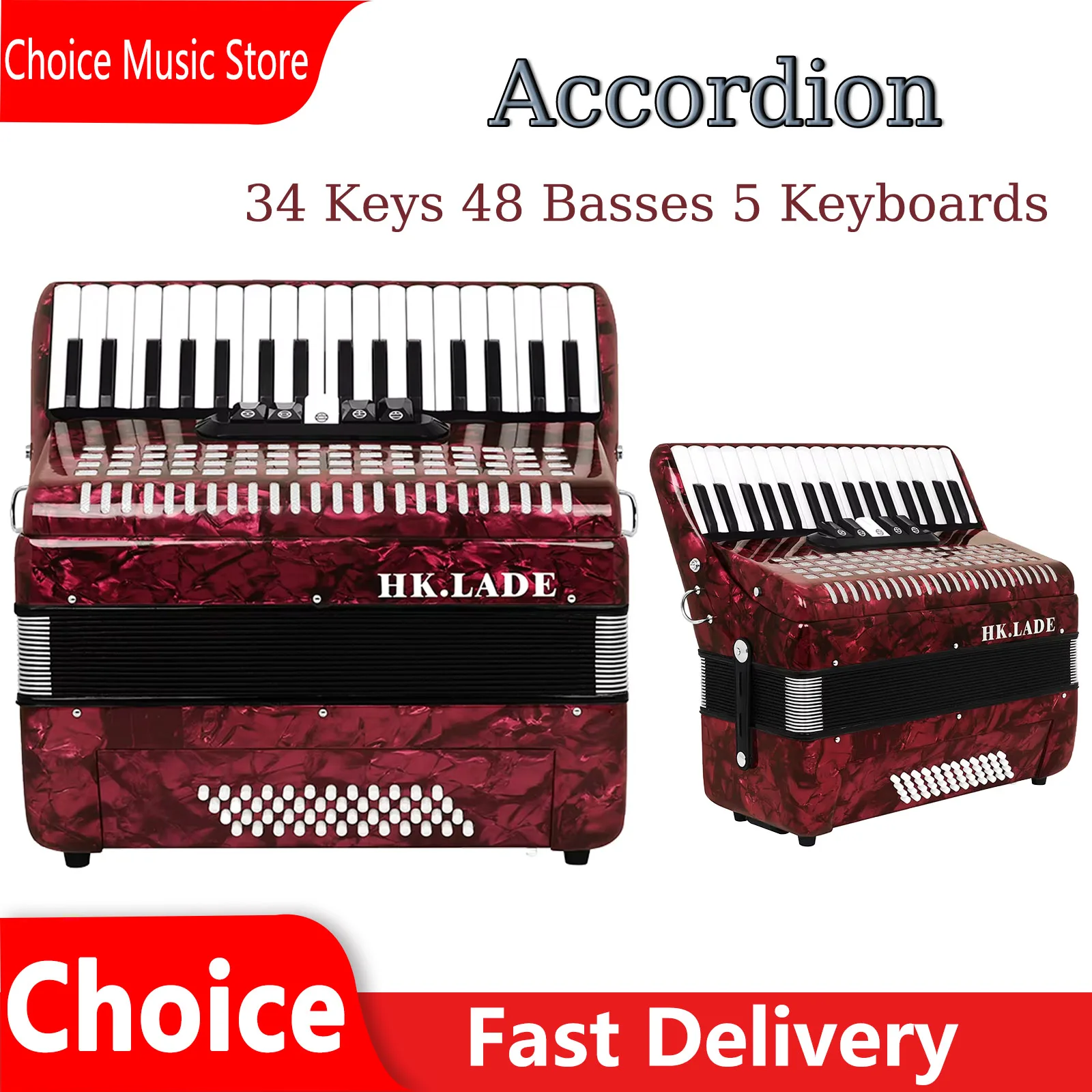 

HK-LADE аккордеон 34 клавиши 48 басов 5 клавиатур переменный аккордеон Bayan Professional с деталями инструменты