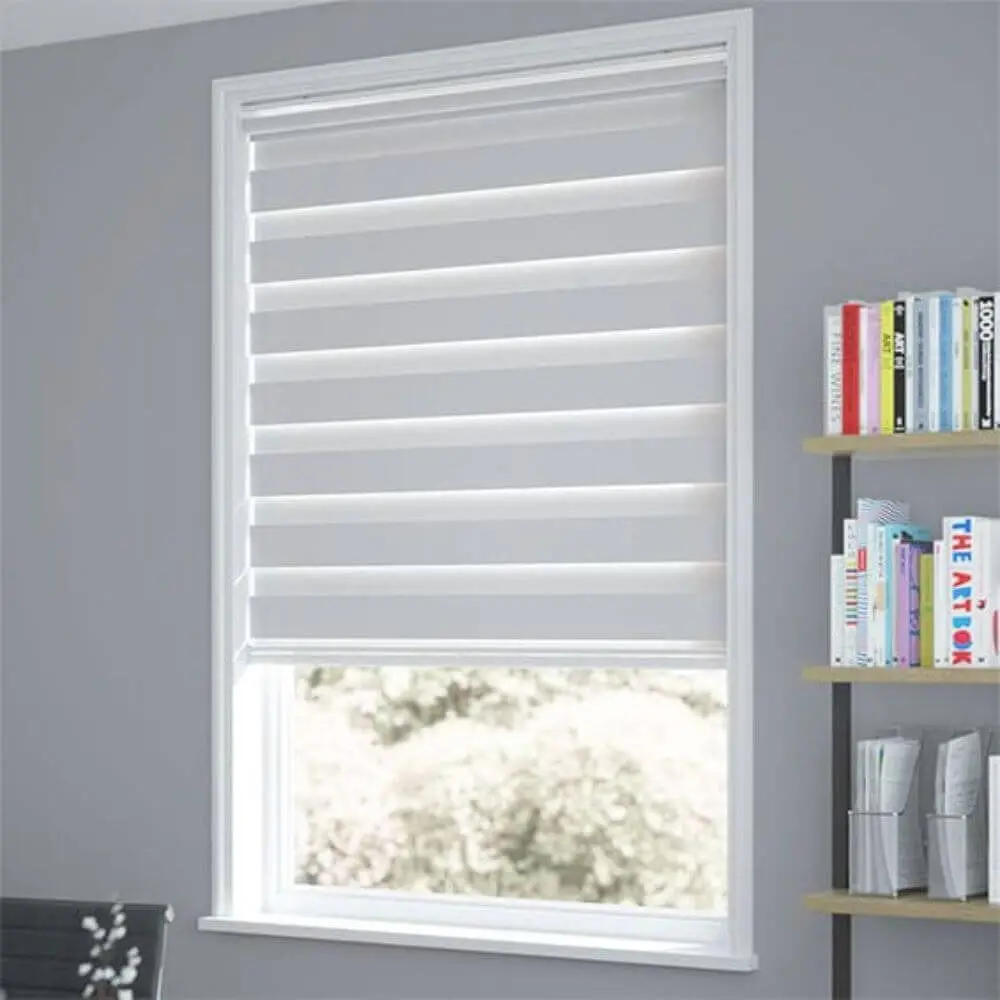 Electric Window Curtain for Kitchen Shades Motorized Blackout Roller Blind Double Layers Window Blinds Zebra Blind